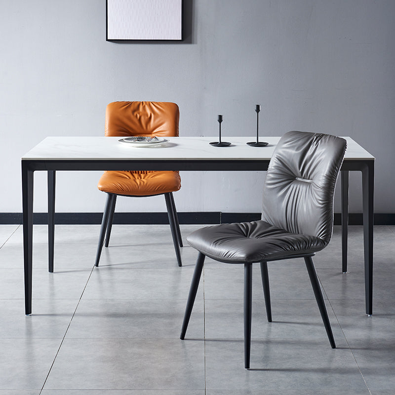 Industrial Indoor Side Chair Solid Back Metal Upholstered Dining Room Chair Clearhalo ' kitchen&dining_furn' 'Dining Chairs' 'Dining Tables & Seating' 'dining_chair' 'furn' 'furn_dining_chair' 'Furniture' 'furniture_dining_chair' 'Kitchen & Dining Furniture' 'kitchen' 4105315