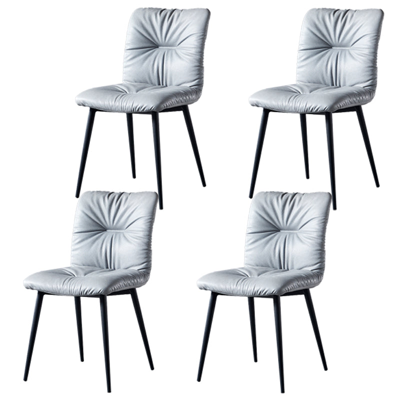Industrial Indoor Side Chair Solid Back Metal Upholstered Dining Room Chair Light Gray 4 Piece Set Clearhalo ' kitchen&dining_furn' 'Dining Chairs' 'Dining Tables & Seating' 'dining_chair' 'furn' 'furn_dining_chair' 'Furniture' 'furniture_dining_chair' 'Kitchen & Dining Furniture' 'kitchen' 4105317