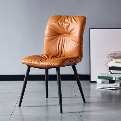 Industrial Indoor Side Chair Solid Back Metal Upholstered Dining Room Chair Orange 1 Piece Clearhalo ' kitchen&dining_furn' 'Dining Chairs' 'Dining Tables & Seating' 'dining_chair' 'furn' 'furn_dining_chair' 'Furniture' 'furniture_dining_chair' 'Kitchen & Dining Furniture' 'kitchen' 4105325