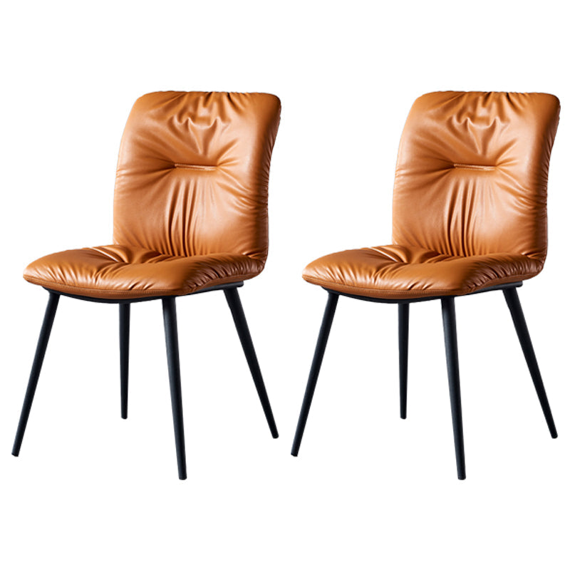 Industrial Indoor Side Chair Solid Back Metal Upholstered Dining Room Chair Orange 2 Piece Set Clearhalo ' kitchen&dining_furn' 'Dining Chairs' 'Dining Tables & Seating' 'dining_chair' 'furn' 'furn_dining_chair' 'Furniture' 'furniture_dining_chair' 'Kitchen & Dining Furniture' 'kitchen' 4105327