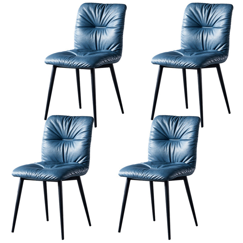 Industrial Indoor Side Chair Solid Back Metal Upholstered Dining Room Chair Blue 4 Piece Set Clearhalo ' kitchen&dining_furn' 'Dining Chairs' 'Dining Tables & Seating' 'dining_chair' 'furn' 'furn_dining_chair' 'Furniture' 'furniture_dining_chair' 'Kitchen & Dining Furniture' 'kitchen' 4105337