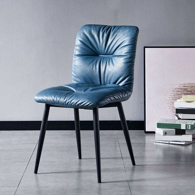 Industrial Indoor Side Chair Solid Back Metal Upholstered Dining Room Chair Blue 1 Piece Clearhalo ' kitchen&dining_furn' 'Dining Chairs' 'Dining Tables & Seating' 'dining_chair' 'furn' 'furn_dining_chair' 'Furniture' 'furniture_dining_chair' 'Kitchen & Dining Furniture' 'kitchen' 4105338