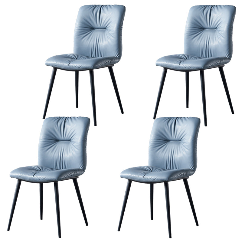 Industrial Indoor Side Chair Solid Back Metal Upholstered Dining Room Chair Gray Blue 4 Piece Set Clearhalo ' kitchen&dining_furn' 'Dining Chairs' 'Dining Tables & Seating' 'dining_chair' 'furn' 'furn_dining_chair' 'Furniture' 'furniture_dining_chair' 'Kitchen & Dining Furniture' 'kitchen' 4105343