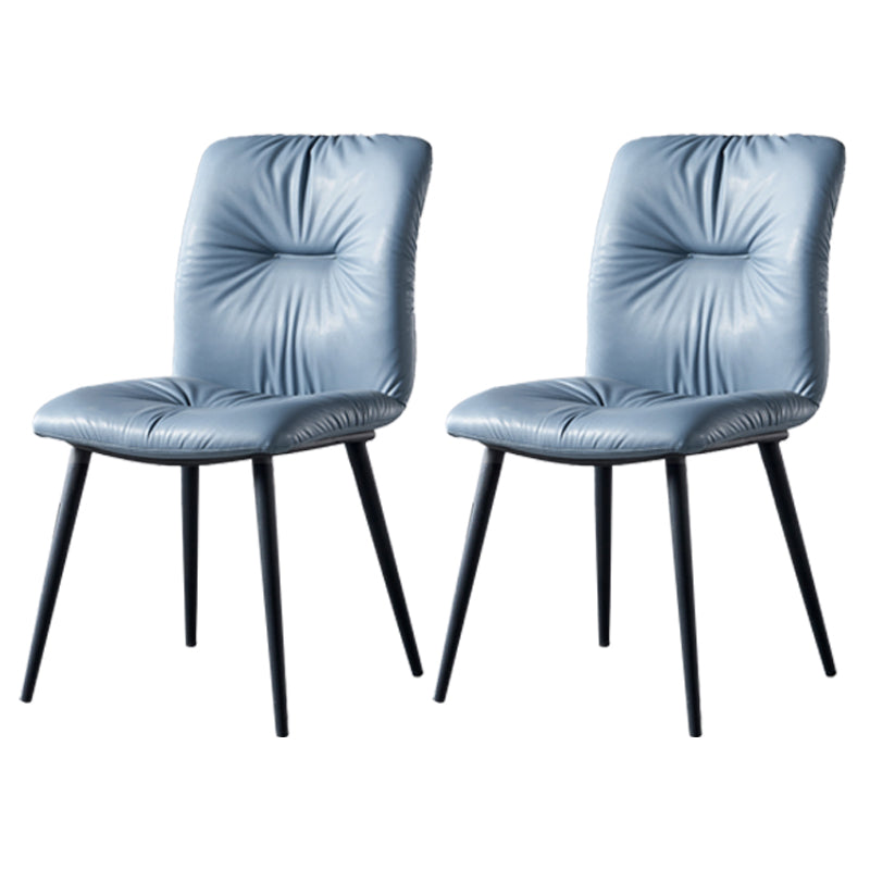 Industrial Indoor Side Chair Solid Back Metal Upholstered Dining Room Chair Gray Blue 2 Piece Set Clearhalo ' kitchen&dining_furn' 'Dining Chairs' 'Dining Tables & Seating' 'dining_chair' 'furn' 'furn_dining_chair' 'Furniture' 'furniture_dining_chair' 'Kitchen & Dining Furniture' 'kitchen' 4105345