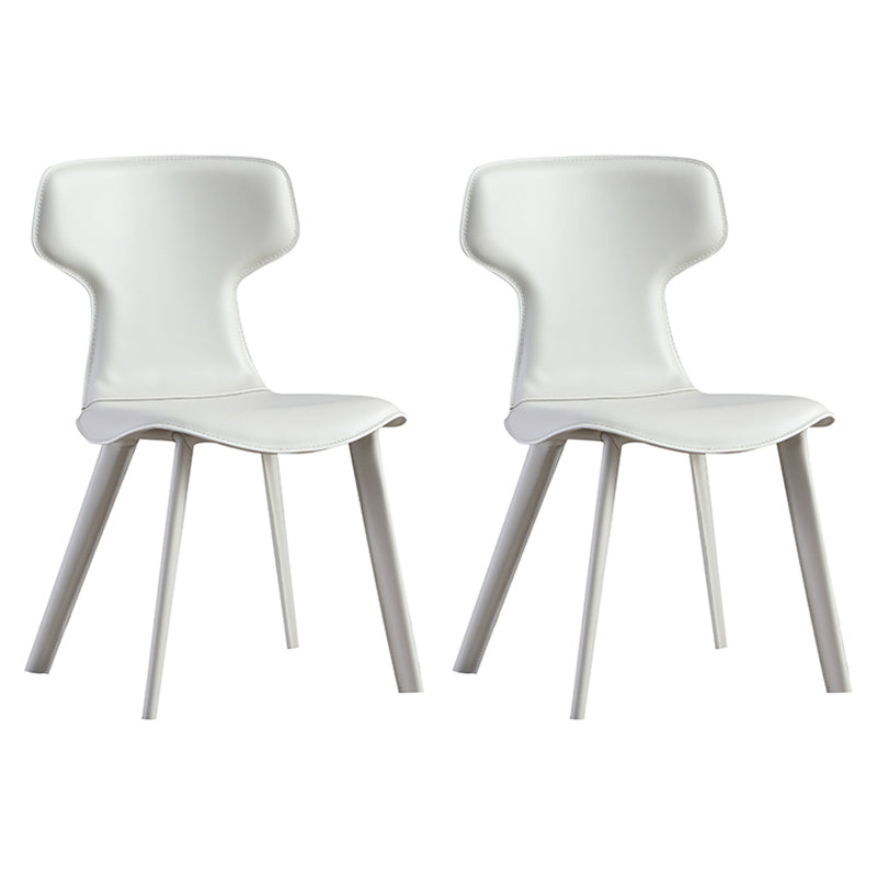 Contemporary Metal Dining Room Chairs Leather Dining Chairs (Set of 2) White Clearhalo ' kitchen&dining_furn' 'Dining Chairs' 'Dining Tables & Seating' 'dining_chair' 'furn' 'furn_dining_chair' 'Furniture' 'furniture_dining_chair' 'Kitchen & Dining Furniture' 'kitchen' 4105349
