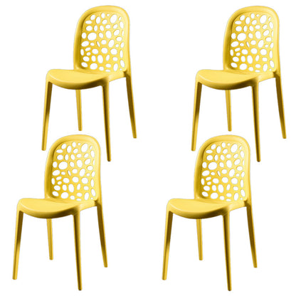 Contemporary Style Plastic Dining Chair Armless Dining Side Chair for Kitchen (Set of 4) Yellow Clearhalo ' kitchen&dining_furn' 'Dining Chairs' 'Dining Tables & Seating' 'dining_chair' 'furn' 'furn_dining_chair' 'Furniture' 'furniture_dining_chair' 'Kitchen & Dining Furniture' 'kitchen' 4105364