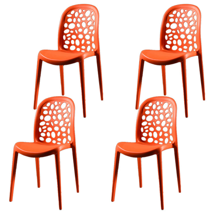 Contemporary Style Plastic Dining Chair Armless Dining Side Chair for Kitchen (Set of 4) Orange Clearhalo ' kitchen&dining_furn' 'Dining Chairs' 'Dining Tables & Seating' 'dining_chair' 'furn' 'furn_dining_chair' 'Furniture' 'furniture_dining_chair' 'Kitchen & Dining Furniture' 'kitchen' 4105366