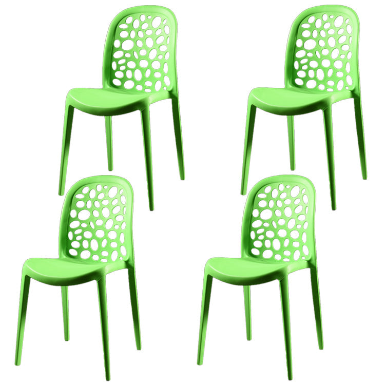 Contemporary Style Plastic Dining Chair Armless Dining Side Chair for Kitchen (Set of 4) Green Clearhalo ' kitchen&dining_furn' 'Dining Chairs' 'Dining Tables & Seating' 'dining_chair' 'furn' 'furn_dining_chair' 'Furniture' 'furniture_dining_chair' 'Kitchen & Dining Furniture' 'kitchen' 4105368