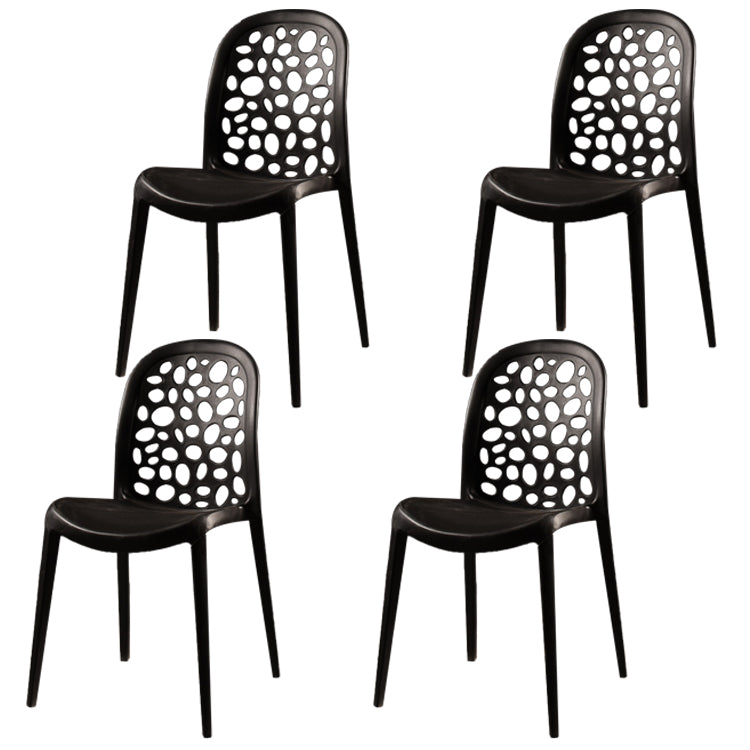 Contemporary Style Plastic Dining Chair Armless Dining Side Chair for Kitchen (Set of 4) Black Clearhalo ' kitchen&dining_furn' 'Dining Chairs' 'Dining Tables & Seating' 'dining_chair' 'furn' 'furn_dining_chair' 'Furniture' 'furniture_dining_chair' 'Kitchen & Dining Furniture' 'kitchen' 4105371