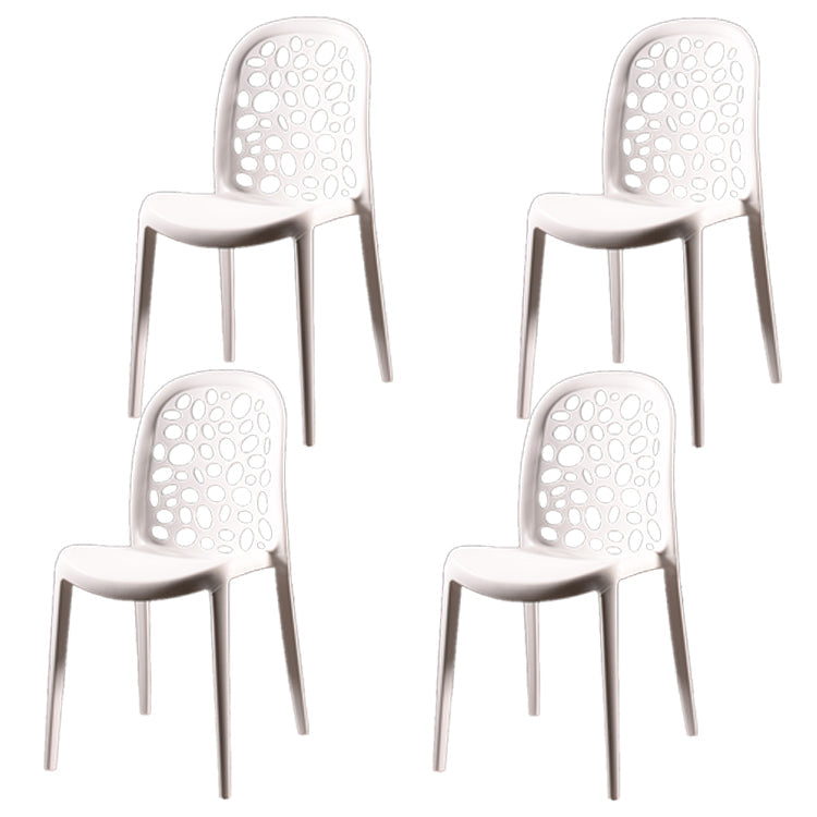 Contemporary Style Plastic Dining Chair Armless Dining Side Chair for Kitchen (Set of 4) White Clearhalo ' kitchen&dining_furn' 'Dining Chairs' 'Dining Tables & Seating' 'dining_chair' 'furn' 'furn_dining_chair' 'Furniture' 'furniture_dining_chair' 'Kitchen & Dining Furniture' 'kitchen' 4105373