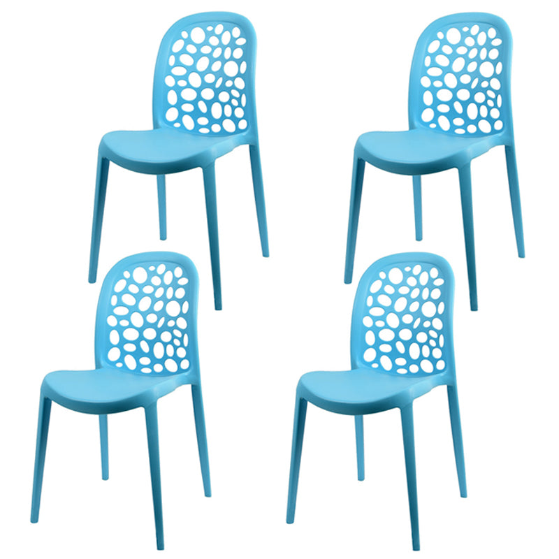 Contemporary Style Plastic Dining Chair Armless Dining Side Chair for Kitchen (Set of 4) Blue Clearhalo ' kitchen&dining_furn' 'Dining Chairs' 'Dining Tables & Seating' 'dining_chair' 'furn' 'furn_dining_chair' 'Furniture' 'furniture_dining_chair' 'Kitchen & Dining Furniture' 'kitchen' 4105375