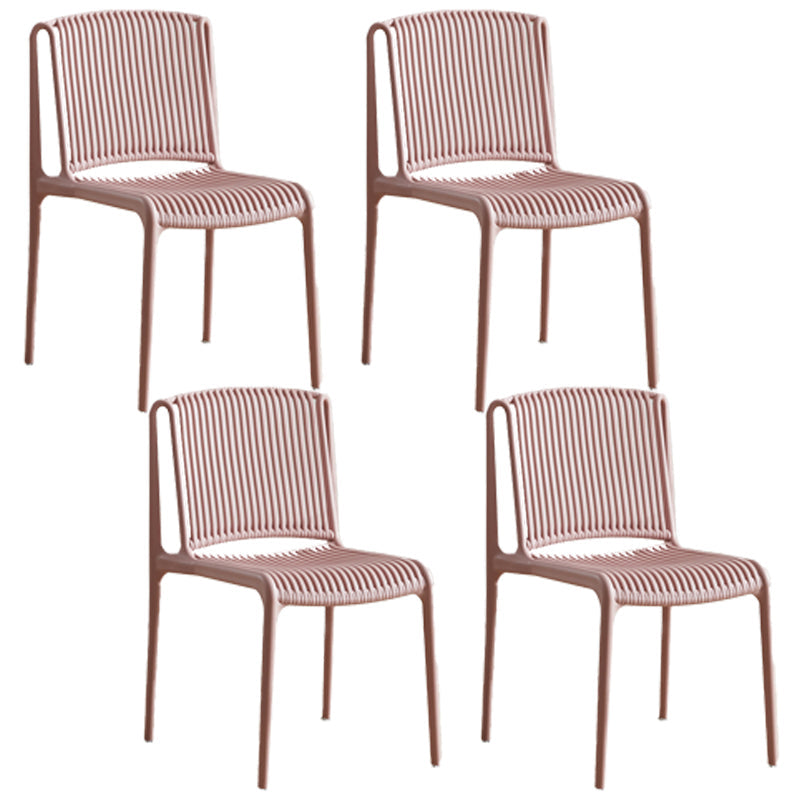 Nordic Style Plastic Dining Chair Armless Dining Side Chair for Kitchen Pink 4 Piece Set Clearhalo ' kitchen&dining_furn' 'Dining Chairs' 'Dining Tables & Seating' 'dining_chair' 'furn' 'furn_dining_chair' 'Furniture' 'furniture_dining_chair' 'Kitchen & Dining Furniture' 'kitchen' 4105383