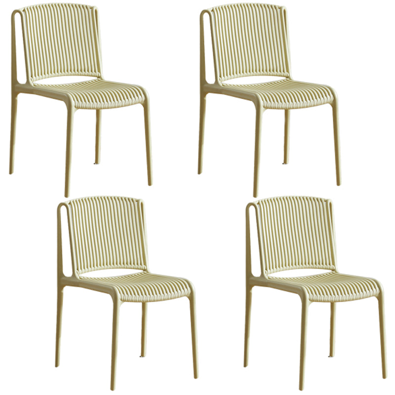 Nordic Style Plastic Dining Chair Armless Dining Side Chair for Kitchen Yellow 4 Piece Set Clearhalo ' kitchen&dining_furn' 'Dining Chairs' 'Dining Tables & Seating' 'dining_chair' 'furn' 'furn_dining_chair' 'Furniture' 'furniture_dining_chair' 'Kitchen & Dining Furniture' 'kitchen' 4105394