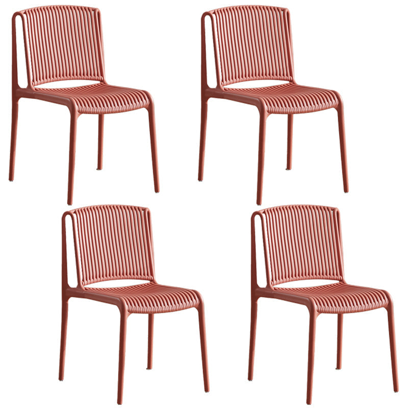 Nordic Style Plastic Dining Chair Armless Dining Side Chair for Kitchen Red 4 Piece Set Clearhalo ' kitchen&dining_furn' 'Dining Chairs' 'Dining Tables & Seating' 'dining_chair' 'furn' 'furn_dining_chair' 'Furniture' 'furniture_dining_chair' 'Kitchen & Dining Furniture' 'kitchen' 4105400