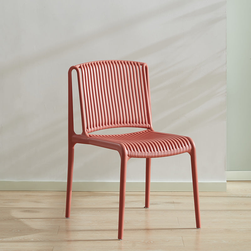 Nordic Style Plastic Dining Chair Armless Dining Side Chair for Kitchen Red 1 Piece Clearhalo ' kitchen&dining_furn' 'Dining Chairs' 'Dining Tables & Seating' 'dining_chair' 'furn' 'furn_dining_chair' 'Furniture' 'furniture_dining_chair' 'Kitchen & Dining Furniture' 'kitchen' 4105403