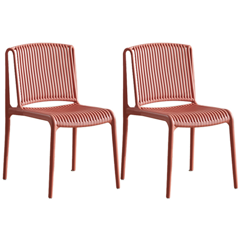 Nordic Style Plastic Dining Chair Armless Dining Side Chair for Kitchen Red 2 Piece Set Clearhalo ' kitchen&dining_furn' 'Dining Chairs' 'Dining Tables & Seating' 'dining_chair' 'furn' 'furn_dining_chair' 'Furniture' 'furniture_dining_chair' 'Kitchen & Dining Furniture' 'kitchen' 4105404