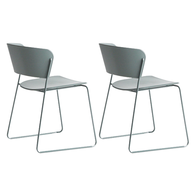 Indoor Dining Side Chairs Stackable Dining Armless Chairs with Metal Legs Grey 2 Piece Set Clearhalo ' kitchen&dining_furn' 'Dining Chairs' 'Dining Tables & Seating' 'dining_chair' 'furn' 'furn_dining_chair' 'Furniture' 'furniture_dining_chair' 'Kitchen & Dining Furniture' 'kitchen' 4105977