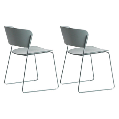 Indoor Dining Side Chairs Stackable Dining Armless Chairs with Metal Legs Grey 2 Piece Set Clearhalo ' kitchen&dining_furn' 'Dining Chairs' 'Dining Tables & Seating' 'dining_chair' 'furn' 'furn_dining_chair' 'Furniture' 'furniture_dining_chair' 'Kitchen & Dining Furniture' 'kitchen' 4105977