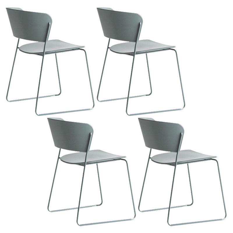 Indoor Dining Side Chairs Stackable Dining Armless Chairs with Metal Legs Grey 4 Piece Set Clearhalo ' kitchen&dining_furn' 'Dining Chairs' 'Dining Tables & Seating' 'dining_chair' 'furn' 'furn_dining_chair' 'Furniture' 'furniture_dining_chair' 'Kitchen & Dining Furniture' 'kitchen' 4105978