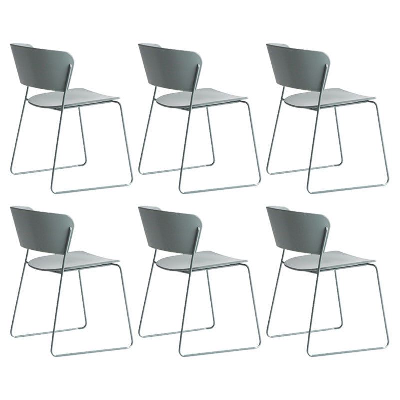 Indoor Dining Side Chairs Stackable Dining Armless Chairs with Metal Legs Grey 6 Piece Set Clearhalo ' kitchen&dining_furn' 'Dining Chairs' 'Dining Tables & Seating' 'dining_chair' 'furn' 'furn_dining_chair' 'Furniture' 'furniture_dining_chair' 'Kitchen & Dining Furniture' 'kitchen' 4105980