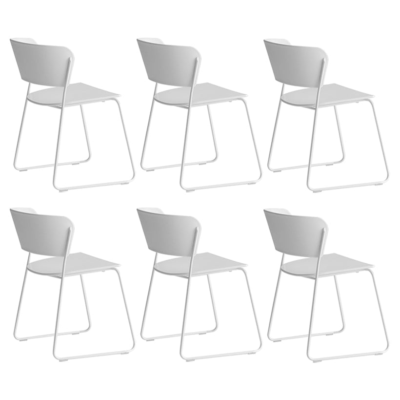 Indoor Dining Side Chairs Stackable Dining Armless Chairs with Metal Legs White 6 Piece Set Clearhalo ' kitchen&dining_furn' 'Dining Chairs' 'Dining Tables & Seating' 'dining_chair' 'furn' 'furn_dining_chair' 'Furniture' 'furniture_dining_chair' 'Kitchen & Dining Furniture' 'kitchen' 4105987