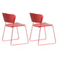 Indoor Dining Side Chairs Stackable Dining Armless Chairs with Metal Legs Red 2 Piece Set Clearhalo ' kitchen&dining_furn' 'Dining Chairs' 'Dining Tables & Seating' 'dining_chair' 'furn' 'furn_dining_chair' 'Furniture' 'furniture_dining_chair' 'Kitchen & Dining Furniture' 'kitchen' 4105988