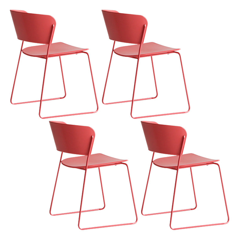 Indoor Dining Side Chairs Stackable Dining Armless Chairs with Metal Legs Red 4 Piece Set Clearhalo ' kitchen&dining_furn' 'Dining Chairs' 'Dining Tables & Seating' 'dining_chair' 'furn' 'furn_dining_chair' 'Furniture' 'furniture_dining_chair' 'Kitchen & Dining Furniture' 'kitchen' 4105991