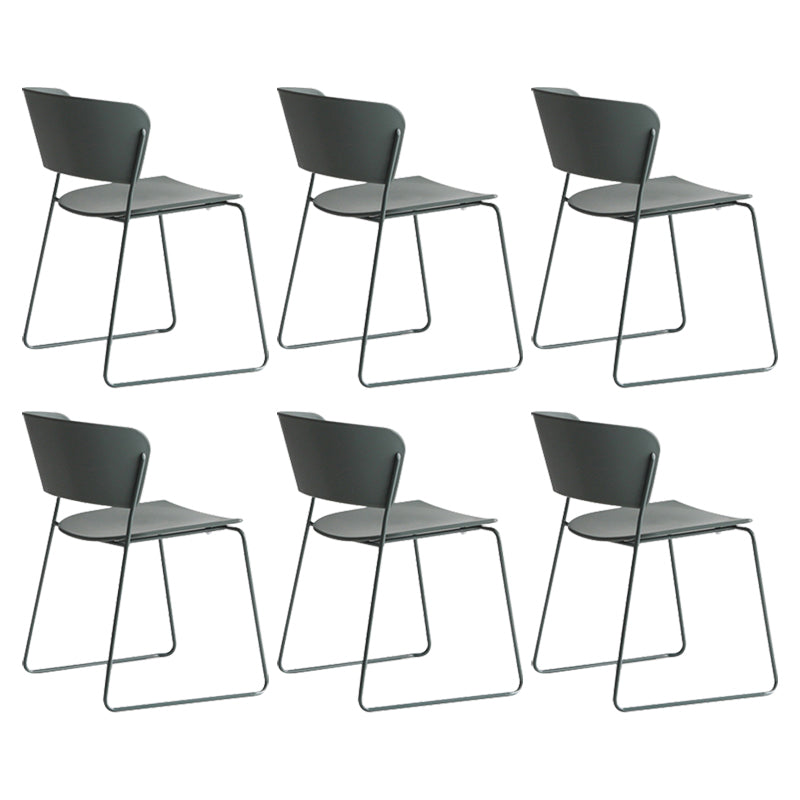 Indoor Dining Side Chairs Stackable Dining Armless Chairs with Metal Legs Green 6 Piece Set Clearhalo ' kitchen&dining_furn' 'Dining Chairs' 'Dining Tables & Seating' 'dining_chair' 'furn' 'furn_dining_chair' 'Furniture' 'furniture_dining_chair' 'Kitchen & Dining Furniture' 'kitchen' 4105998
