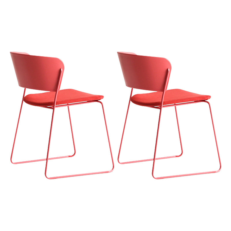 Indoor Dining Side Chairs Stackable Dining Armless Chairs with Metal Legs Watermelon Red 2 Piece Set Clearhalo ' kitchen&dining_furn' 'Dining Chairs' 'Dining Tables & Seating' 'dining_chair' 'furn' 'furn_dining_chair' 'Furniture' 'furniture_dining_chair' 'Kitchen & Dining Furniture' 'kitchen' 4106000