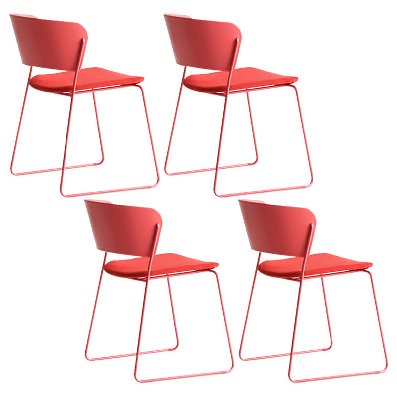 Indoor Dining Side Chairs Stackable Dining Armless Chairs with Metal Legs Watermelon Red 4 Piece Set Clearhalo ' kitchen&dining_furn' 'Dining Chairs' 'Dining Tables & Seating' 'dining_chair' 'furn' 'furn_dining_chair' 'Furniture' 'furniture_dining_chair' 'Kitchen & Dining Furniture' 'kitchen' 4106001