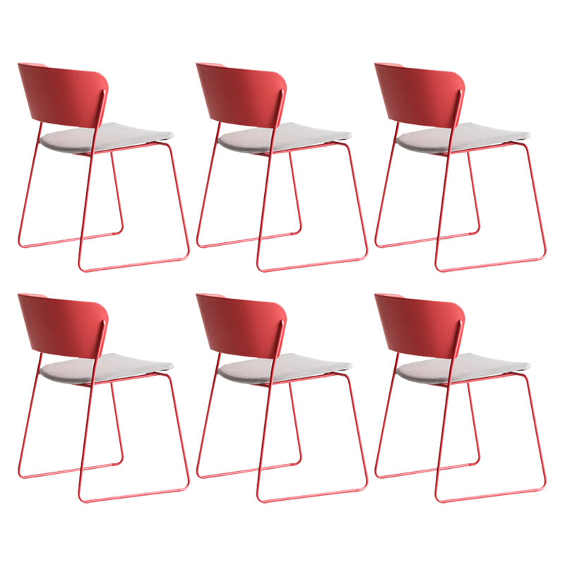 Indoor Dining Side Chairs Stackable Dining Armless Chairs with Metal Legs Ligth Gray-Red 6 Piece Set Clearhalo ' kitchen&dining_furn' 'Dining Chairs' 'Dining Tables & Seating' 'dining_chair' 'furn' 'furn_dining_chair' 'Furniture' 'furniture_dining_chair' 'Kitchen & Dining Furniture' 'kitchen' 4106005