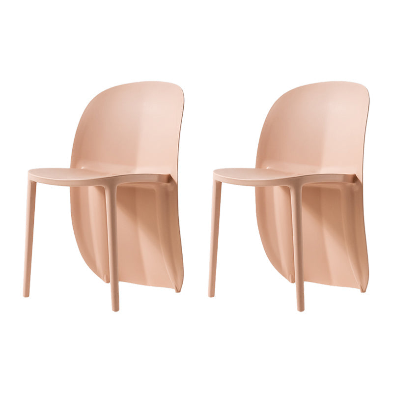 Nordic Style Plastic Dining Chair Dining Armless Side Chairs for Kitchen (Set of 2) Pink Clearhalo ' kitchen&dining_furn' 'Dining Chairs' 'Dining Tables & Seating' 'dining_chair' 'furn' 'furn_dining_chair' 'Furniture' 'furniture_dining_chair' 'Kitchen & Dining Furniture' 'kitchen' 4106008