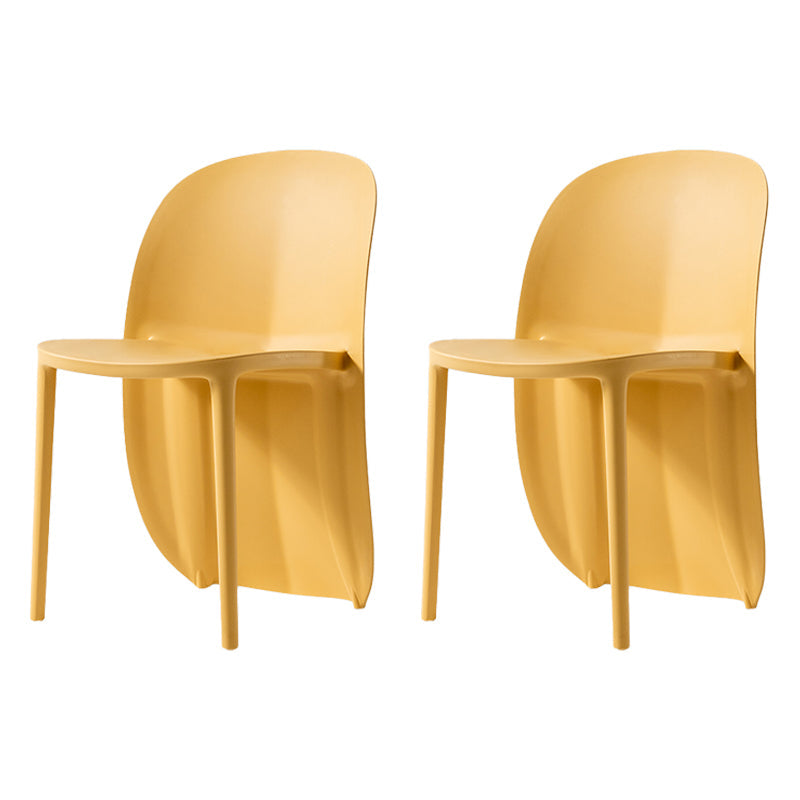 Nordic Style Plastic Dining Chair Dining Armless Side Chairs for Kitchen (Set of 2) Light Yellow Clearhalo ' kitchen&dining_furn' 'Dining Chairs' 'Dining Tables & Seating' 'dining_chair' 'furn' 'furn_dining_chair' 'Furniture' 'furniture_dining_chair' 'Kitchen & Dining Furniture' 'kitchen' 4106013