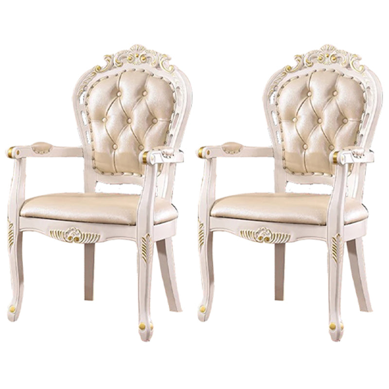 Victorian Dining Armchairs Upholstered Arm Chairs with Wood Legs (Set of 2) Beige Clearhalo ' kitchen&dining_furn' 'Dining Chairs' 'Dining Tables & Seating' 'dining_chair' 'furn' 'furn_dining_chair' 'Furniture' 'furniture_dining_chair' 'Kitchen & Dining Furniture' 'kitchen' 4109579