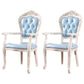 Victorian Dining Armchairs Upholstered Arm Chairs with Wood Legs (Set of 2) Light Blue Clearhalo ' kitchen&dining_furn' 'Dining Chairs' 'Dining Tables & Seating' 'dining_chair' 'furn' 'furn_dining_chair' 'Furniture' 'furniture_dining_chair' 'Kitchen & Dining Furniture' 'kitchen' 4109581