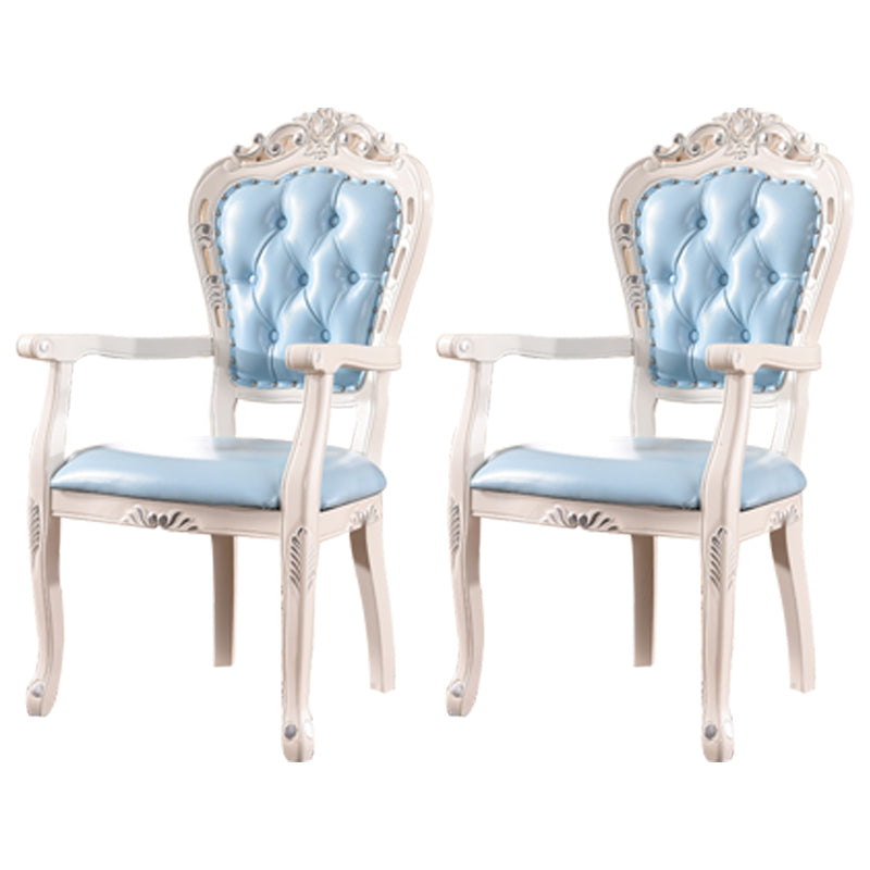 Victorian Dining Armchairs Upholstered Arm Chairs with Wood Legs (Set of 2) Light Blue Clearhalo ' kitchen&dining_furn' 'Dining Chairs' 'Dining Tables & Seating' 'dining_chair' 'furn' 'furn_dining_chair' 'Furniture' 'furniture_dining_chair' 'Kitchen & Dining Furniture' 'kitchen' 4109581