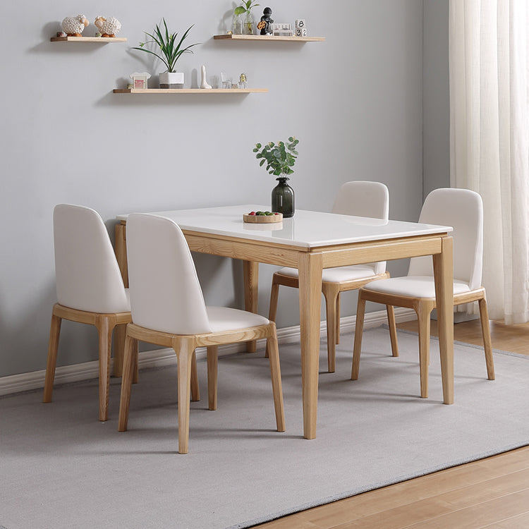 Mid-Century Rectangle Dining Table Marble Table with 4 Legs Base for Home Clearhalo ' dining_table' 'Dining Tables & Seating' 'Dining Tables' 'furn' 'furn_dining_table' 'Furniture' 'furniture_dining_table' 'Kitchen & Dining Furniture' 'kitchen&dining_furn' 'kitchen' 'kitchen_dining_table' 4110414