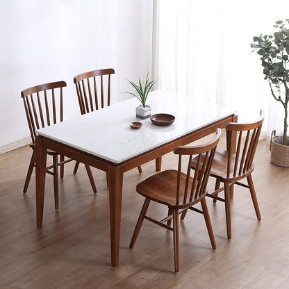 Mid-Century Rectangle Dining Table Marble Table with 4 Legs Base for Home Brown Without Chairs Clearhalo ' dining_table' 'Dining Tables & Seating' 'Dining Tables' 'furn' 'furn_dining_table' 'Furniture' 'furniture_dining_table' 'Kitchen & Dining Furniture' 'kitchen&dining_furn' 'kitchen' 'kitchen_dining_table' 4110422