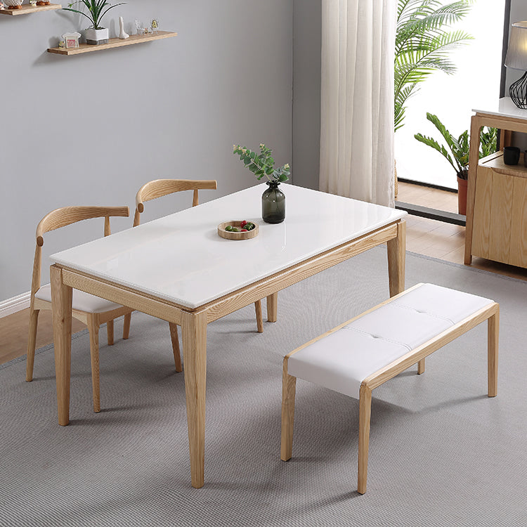 Mid-Century Rectangle Dining Table Marble Table with 4 Legs Base for Home Clearhalo ' dining_table' 'Dining Tables & Seating' 'Dining Tables' 'furn' 'furn_dining_table' 'Furniture' 'furniture_dining_table' 'Kitchen & Dining Furniture' 'kitchen&dining_furn' 'kitchen' 'kitchen_dining_table' 4110423