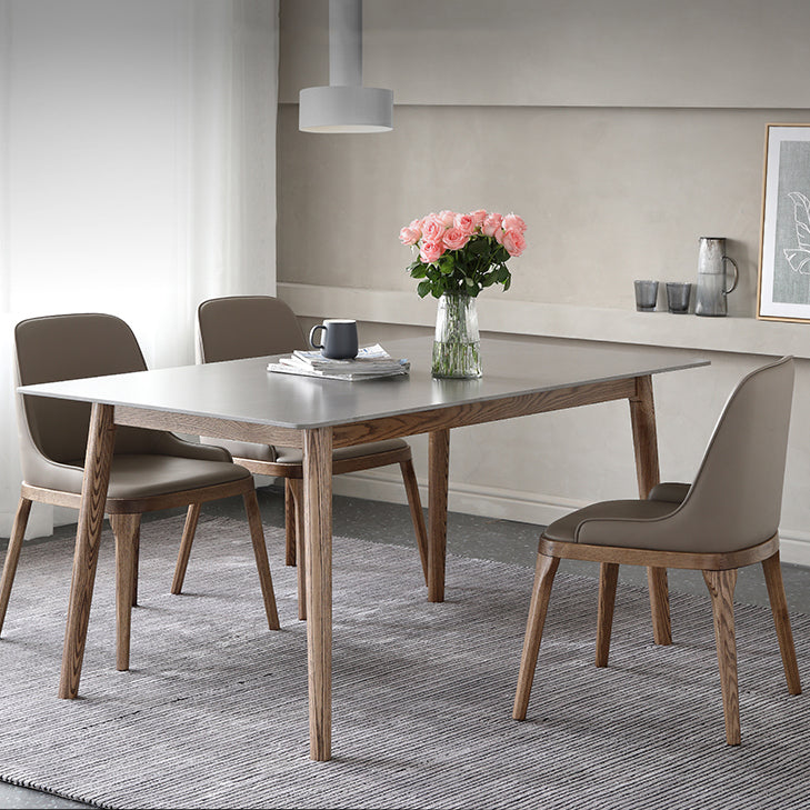 Mid-Century Sintered Stone Dining Table Gray Rectangle Dining Table for Kitchen Clearhalo ' dining_table' 'Dining Tables & Seating' 'Dining Tables' 'furn' 'furn_dining_table' 'Furniture' 'furniture_dining_table' 'Kitchen & Dining Furniture' 'kitchen&dining_furn' 'kitchen' 'kitchen_dining_table' 4110430