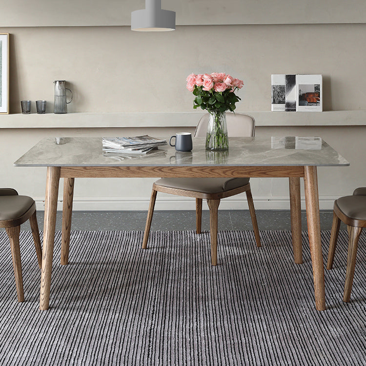 Mid-Century Sintered Stone Dining Table Gray Rectangle Dining Table for Kitchen Clearhalo ' dining_table' 'Dining Tables & Seating' 'Dining Tables' 'furn' 'furn_dining_table' 'Furniture' 'furniture_dining_table' 'Kitchen & Dining Furniture' 'kitchen&dining_furn' 'kitchen' 'kitchen_dining_table' 4110431