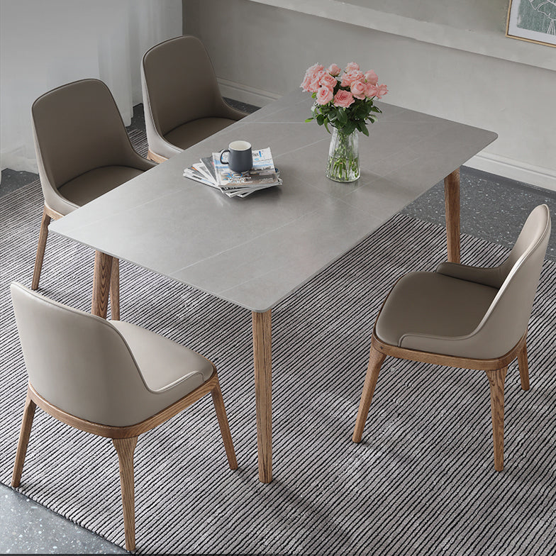 Mid-Century Sintered Stone Dining Table Gray Rectangle Dining Table for Kitchen Gray Without Chairs Clearhalo ' dining_table' 'Dining Tables & Seating' 'Dining Tables' 'furn' 'furn_dining_table' 'Furniture' 'furniture_dining_table' 'Kitchen & Dining Furniture' 'kitchen&dining_furn' 'kitchen' 'kitchen_dining_table' 4110432