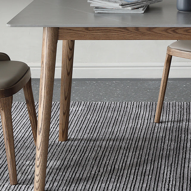 Mid-Century Sintered Stone Dining Table Gray Rectangle Dining Table for Kitchen Clearhalo ' dining_table' 'Dining Tables & Seating' 'Dining Tables' 'furn' 'furn_dining_table' 'Furniture' 'furniture_dining_table' 'Kitchen & Dining Furniture' 'kitchen&dining_furn' 'kitchen' 'kitchen_dining_table' 4110436
