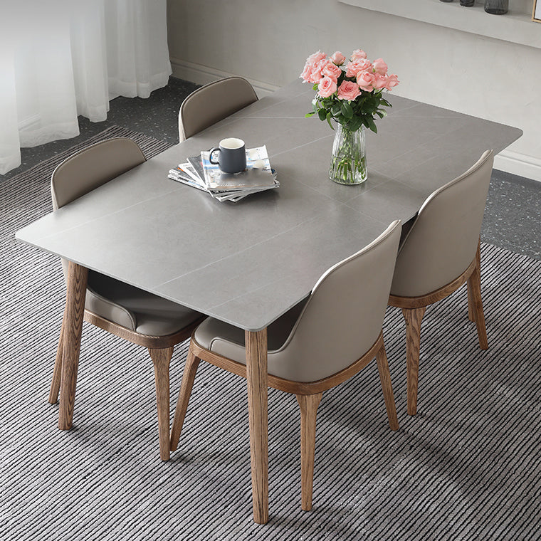 Mid-Century Sintered Stone Dining Table Gray Rectangle Dining Table for Kitchen Clearhalo ' dining_table' 'Dining Tables & Seating' 'Dining Tables' 'furn' 'furn_dining_table' 'Furniture' 'furniture_dining_table' 'Kitchen & Dining Furniture' 'kitchen&dining_furn' 'kitchen' 'kitchen_dining_table' 4110439
