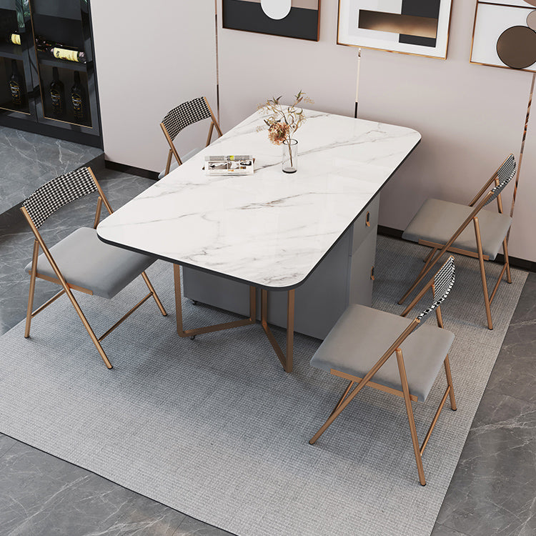 Foldable Sintered Stone Top Table Rectangle Extendable Table Clearhalo ' dining_table' 'Dining Tables & Seating' 'Dining Tables' 'furn' 'furn_dining_table' 'Furniture' 'furniture_dining_table' 'Kitchen & Dining Furniture' 'kitchen&dining_furn' 'kitchen' 'kitchen_dining_table' 4110444