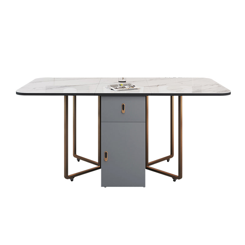 Foldable Sintered Stone Top Table Rectangle Extendable Table Grey Without Chairs Clearhalo ' dining_table' 'Dining Tables & Seating' 'Dining Tables' 'furn' 'furn_dining_table' 'Furniture' 'furniture_dining_table' 'Kitchen & Dining Furniture' 'kitchen&dining_furn' 'kitchen' 'kitchen_dining_table' 4110448