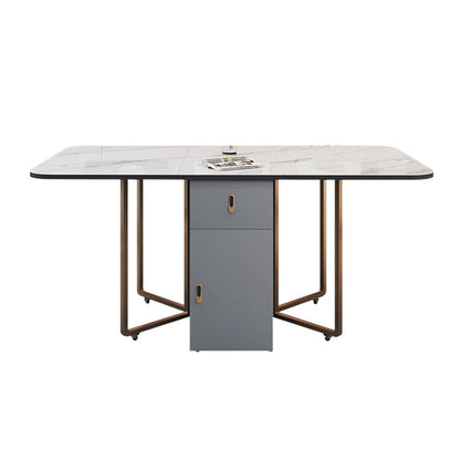 Foldable Sintered Stone Top Table Rectangle Extendable Table Grey Without Chairs Clearhalo ' dining_table' 'Dining Tables & Seating' 'Dining Tables' 'furn' 'furn_dining_table' 'Furniture' 'furniture_dining_table' 'Kitchen & Dining Furniture' 'kitchen&dining_furn' 'kitchen' 'kitchen_dining_table' 4110448