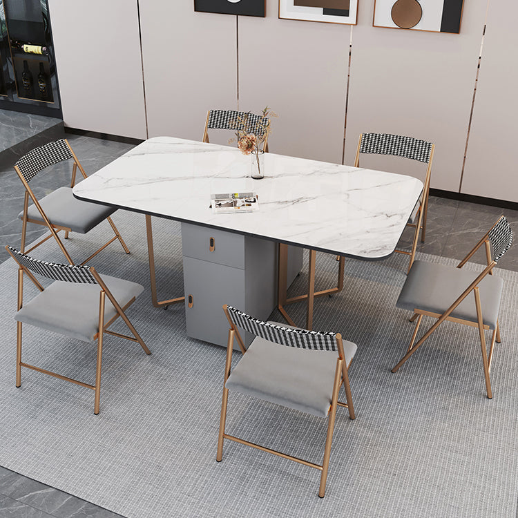 Foldable Sintered Stone Top Table Rectangle Extendable Table Clearhalo ' dining_table' 'Dining Tables & Seating' 'Dining Tables' 'furn' 'furn_dining_table' 'Furniture' 'furniture_dining_table' 'Kitchen & Dining Furniture' 'kitchen&dining_furn' 'kitchen' 'kitchen_dining_table' 4110452