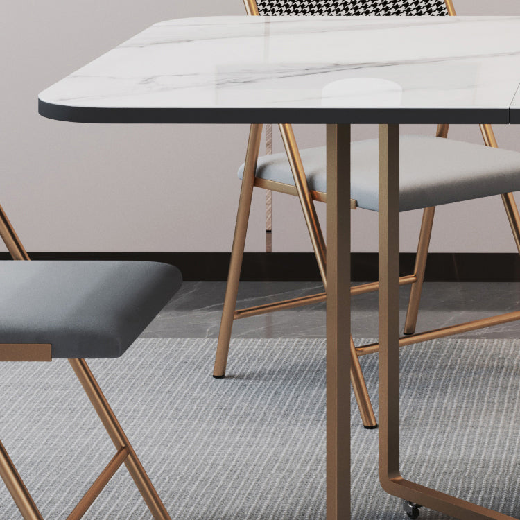 Foldable Sintered Stone Top Table Rectangle Extendable Table Clearhalo ' dining_table' 'Dining Tables & Seating' 'Dining Tables' 'furn' 'furn_dining_table' 'Furniture' 'furniture_dining_table' 'Kitchen & Dining Furniture' 'kitchen&dining_furn' 'kitchen' 'kitchen_dining_table' 4110453