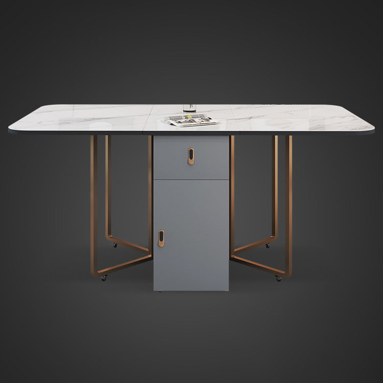 Foldable Sintered Stone Top Table Rectangle Extendable Table Clearhalo ' dining_table' 'Dining Tables & Seating' 'Dining Tables' 'furn' 'furn_dining_table' 'Furniture' 'furniture_dining_table' 'Kitchen & Dining Furniture' 'kitchen&dining_furn' 'kitchen' 'kitchen_dining_table' 4110455